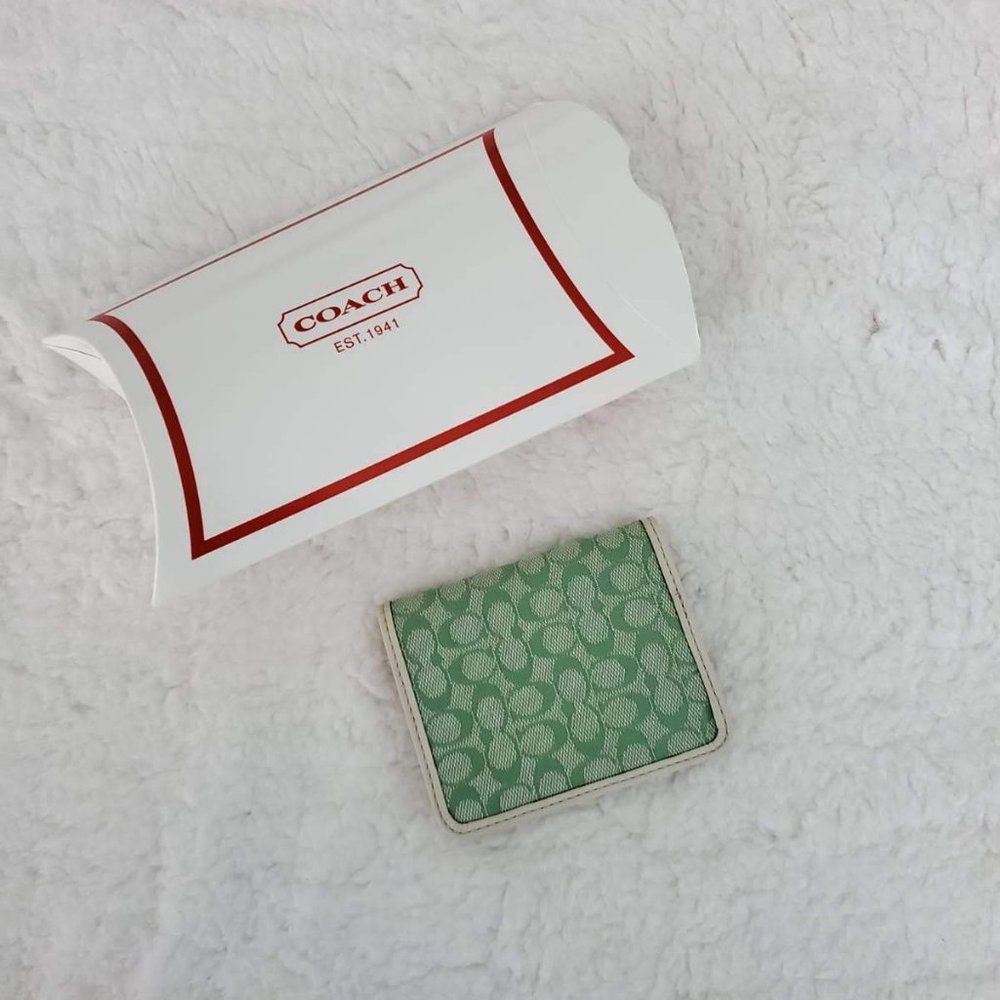 Coach Signature Picture/Id/Credit Card Case-Green